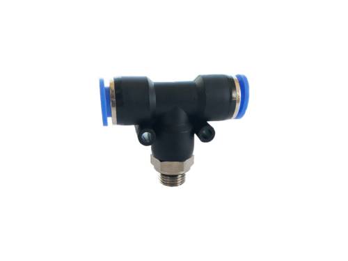 Przejdź do produktu Trójnik wtykowy T z gwintem zewnętrznym G3/8- 8 mm 